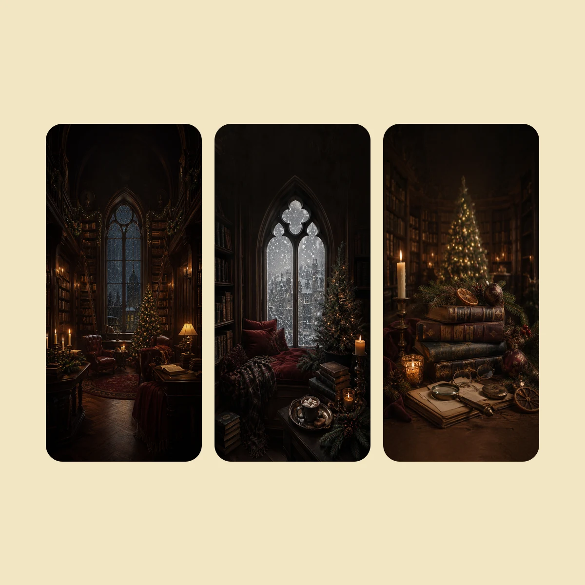 Dark Academia Christmas — 10 Phone Wallpapers