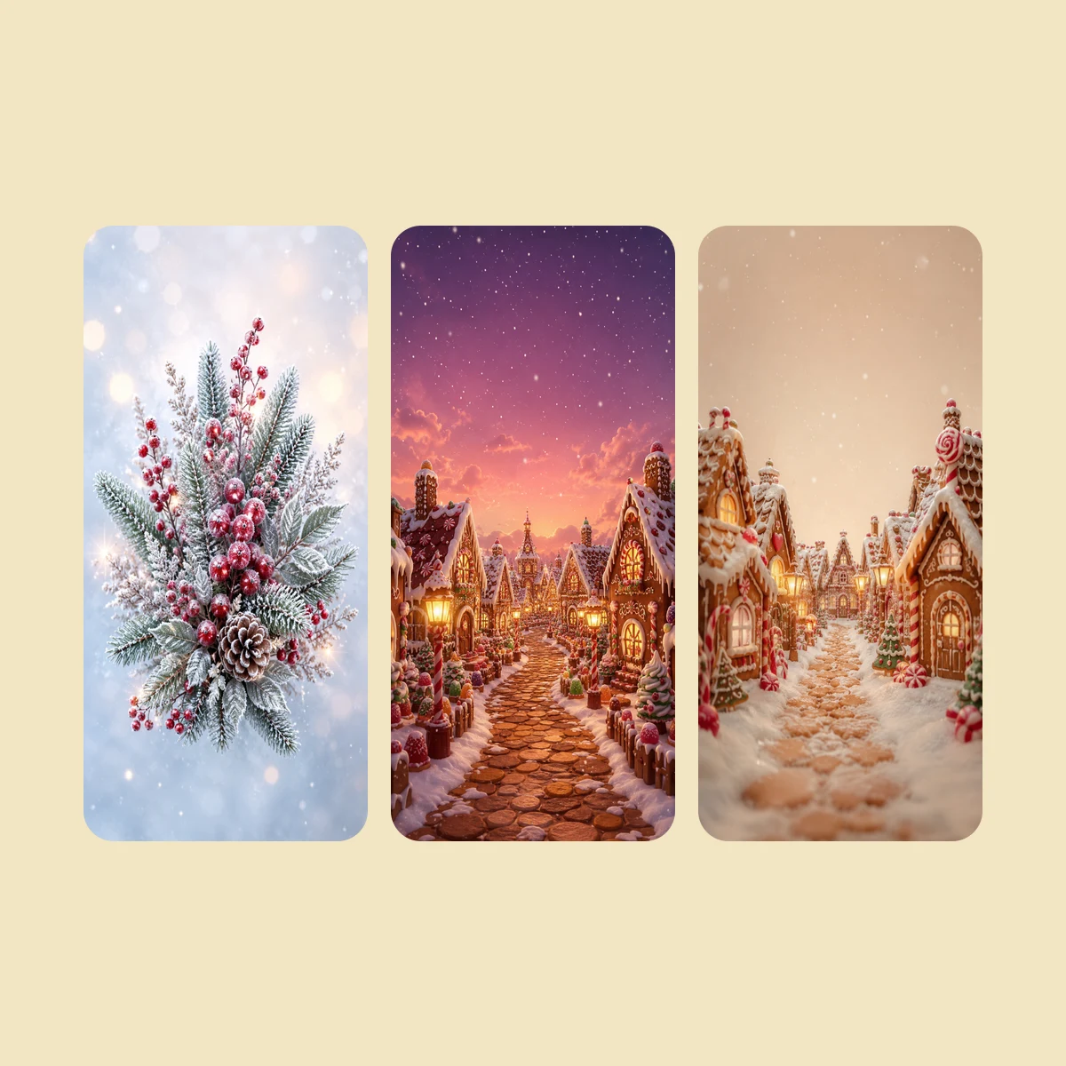 Frosted Pine and Berries — 20 Phone Wallpapers