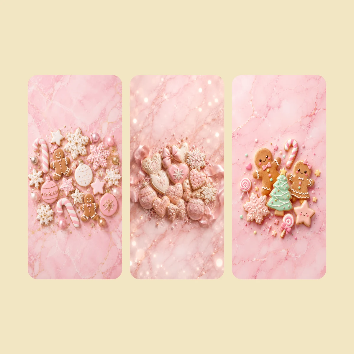 Pink Gingerbread on Marble — 10 Phone Wallpapers