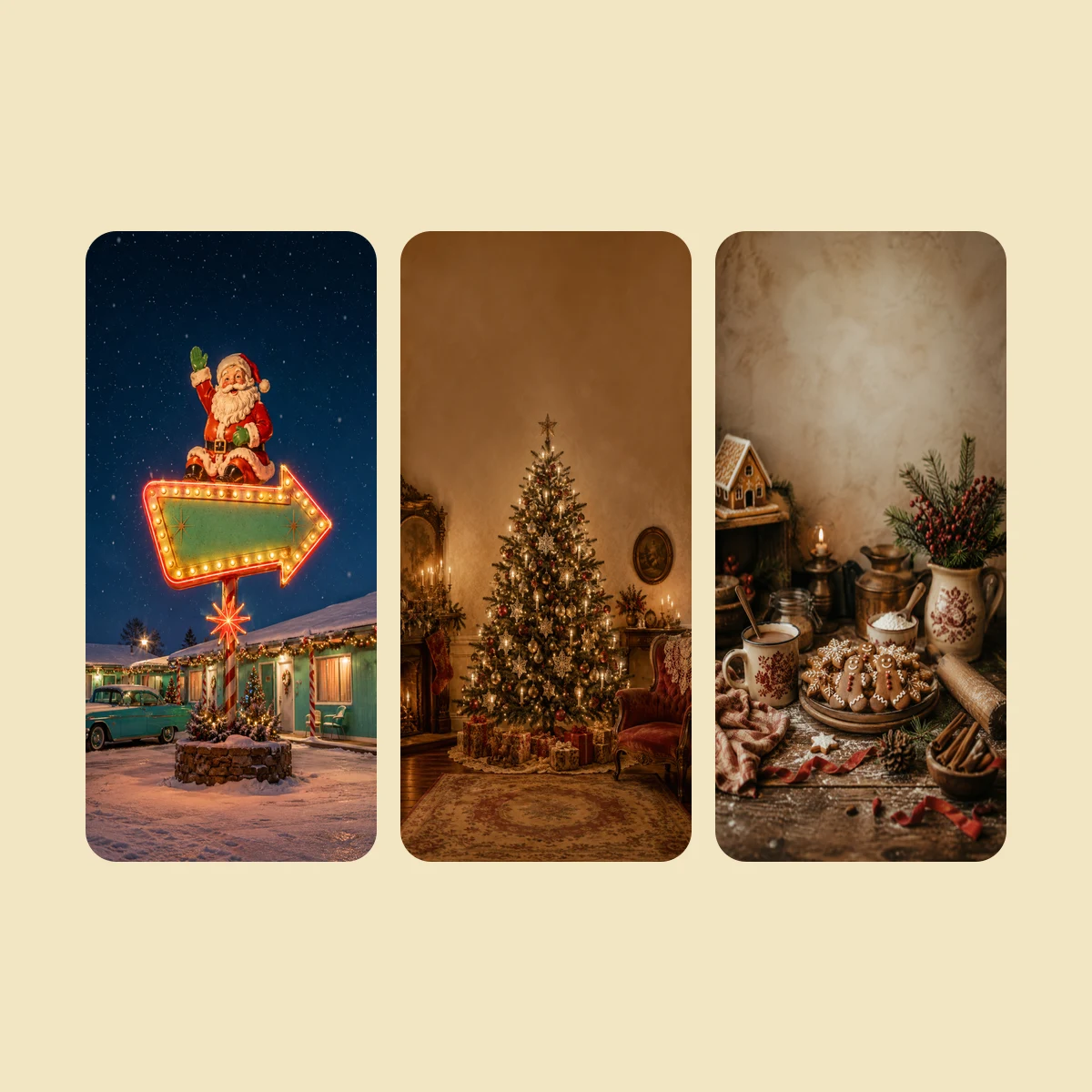 Retro Santa Signs — 20 Phone Wallpapers