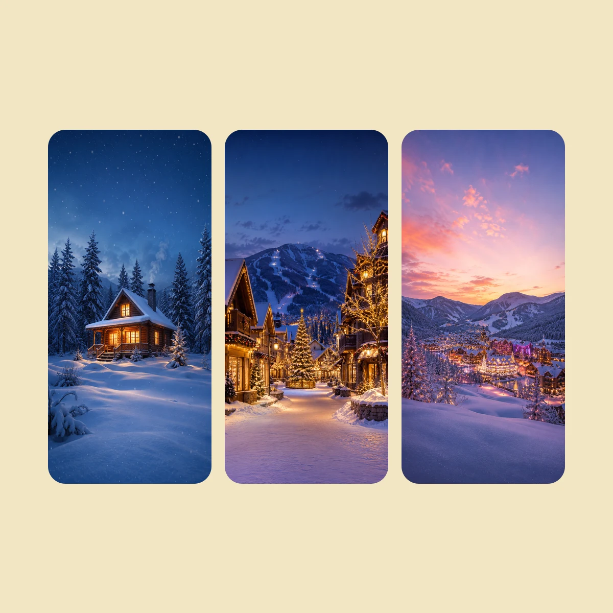 Snowy Cabins — 20 Phone Wallpapers